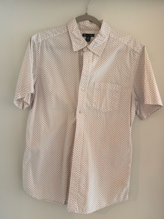 GAP Other - GAP Men's Short-Sleeve Button-Down Shirt in White with Navy Micro Print